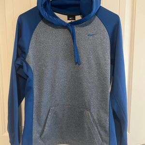 Nike Men's Blue and Gray Thermafit Hoodie